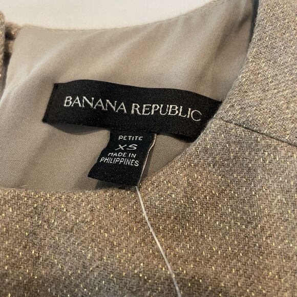 NWT Banana Republic Camel Tan Metallic Shimmer Shift Dress Sz XS - Picture 8 of 14